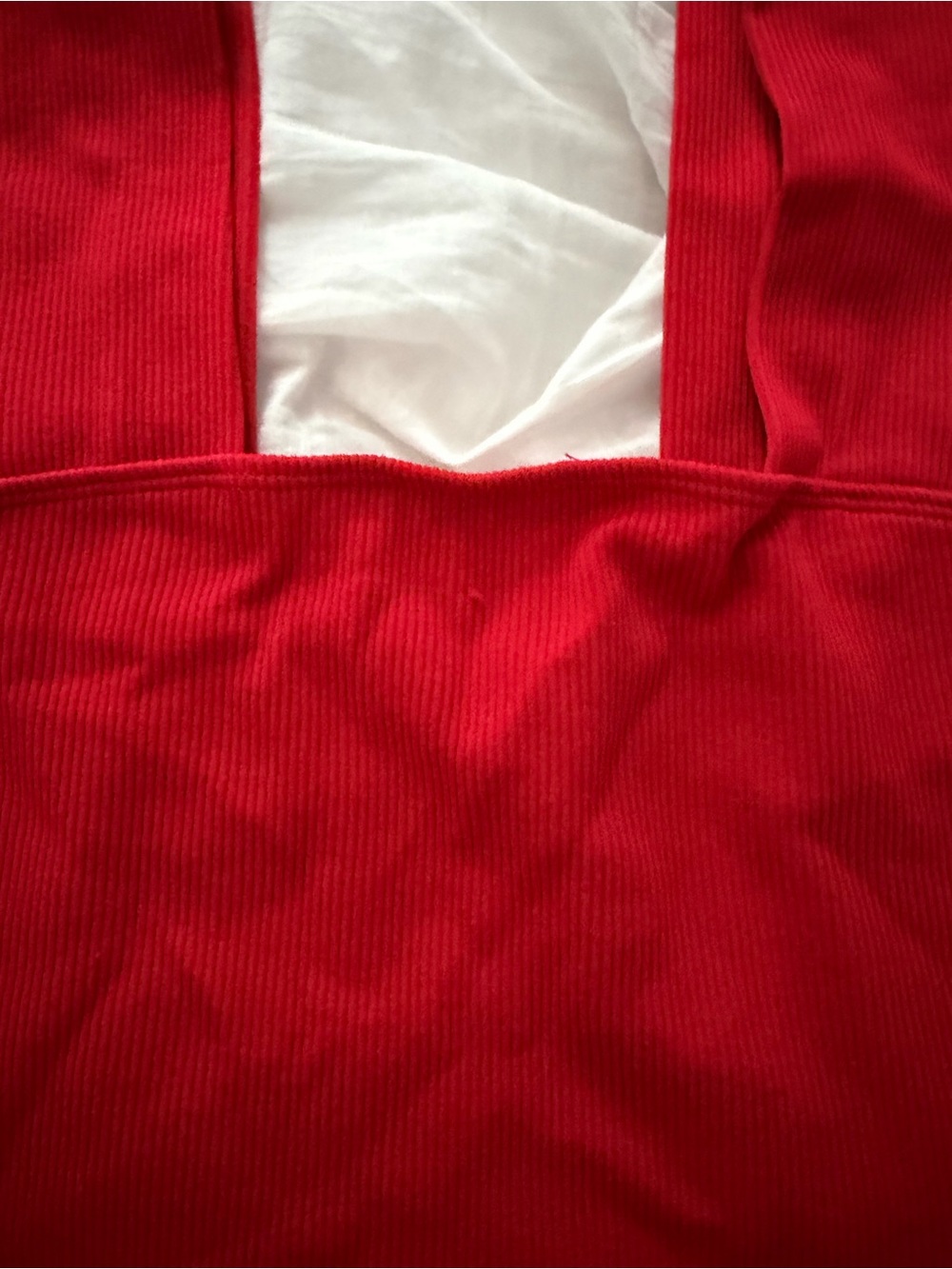 Red Ribbed Square-Neck Tank Top - Picture 2 of 4